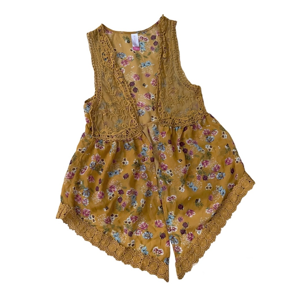 No Boundaries Yellow Floral Print Boho Vest Extra Small - Picture 9 of 10